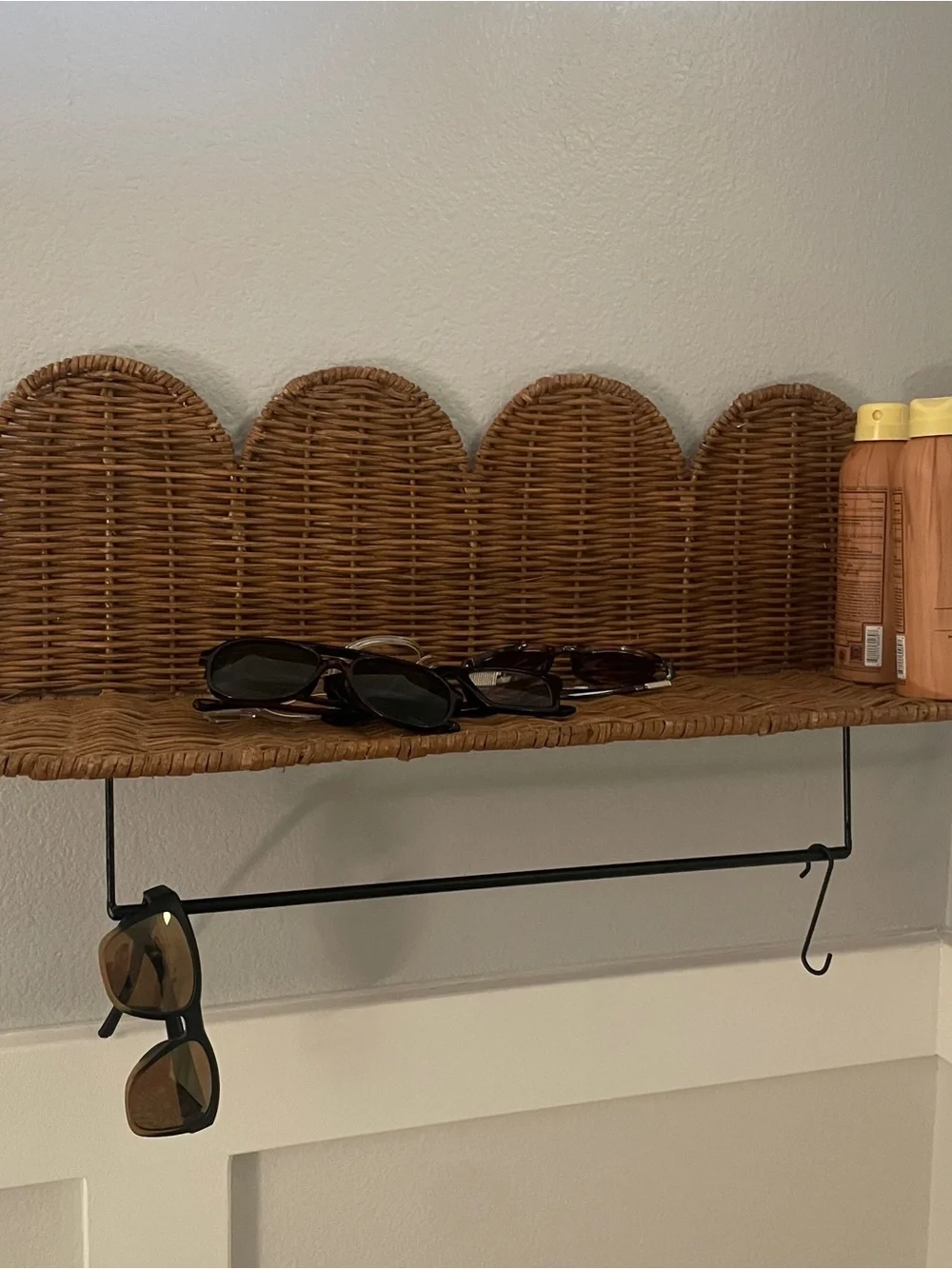 Woven Rattan Decorative Wall Shelf with Scalloped Edge Detail - creative co-op